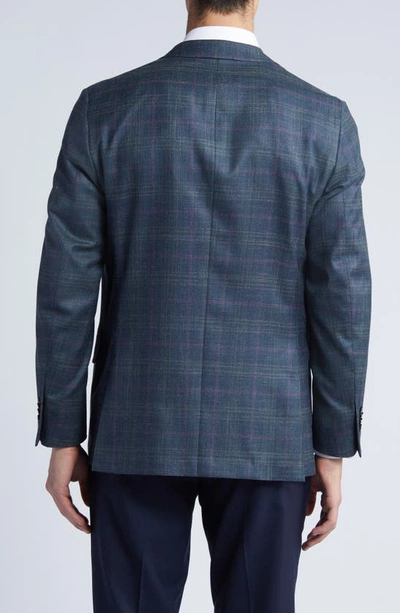 Shop Peter Millar Tailored Fit Plaid Wool, Linen & Silk Blend Sport Coat In Grey/ Green Pliad