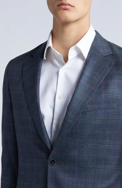Shop Peter Millar Tailored Fit Plaid Wool, Linen & Silk Blend Sport Coat In Grey/ Green Pliad