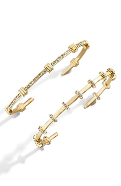 Shop Baublebar Set Of 2 Pavé Cuff Bracelets In Gold