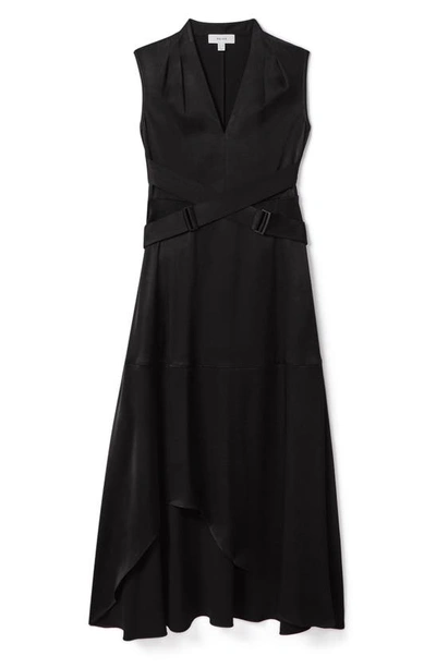 Shop Reiss Raya Cross Strap Sleeveless Midi Dress In Black