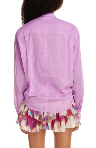 Shop Isabel Marant Étoile Nath Tie Waist Cotton Button-up Shirt In Mauve