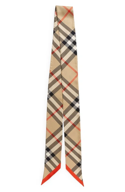 Burberry Long Lightweight Checked Silk Scarf In Sand