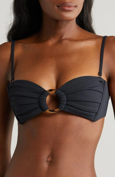 Montce Tori Bandeau Bikini Top In Black Rib