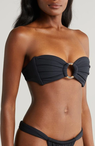 Montce Tori Bandeau Bikini Top In Black Rib