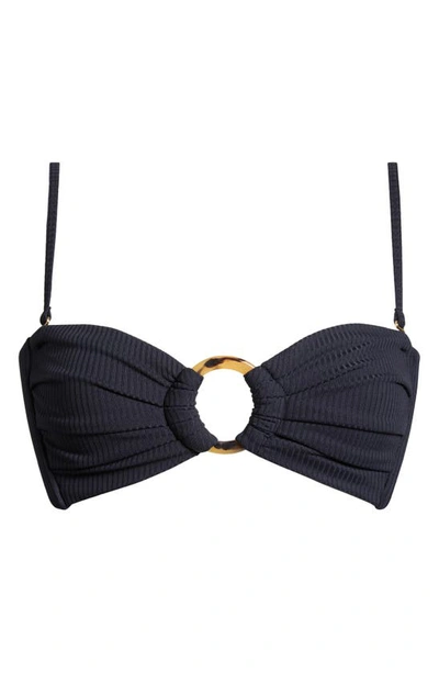Montce Tori Bandeau Bikini Top In Black Rib