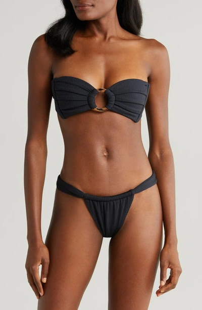Montce Tori Bandeau Bikini Top In Black Rib