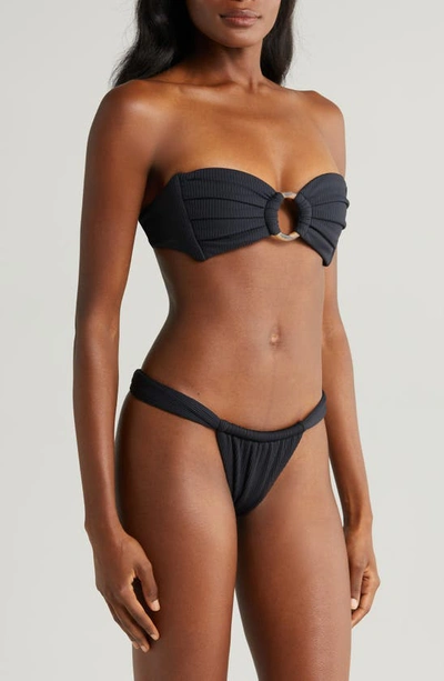 Montce Tori Bandeau Bikini Top In Black Rib