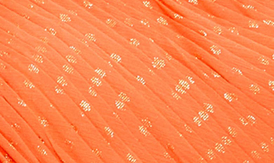 Shop Mac Duggal Rosette Metallic Dot One-shoulder Chiffon Gown In Tangerine