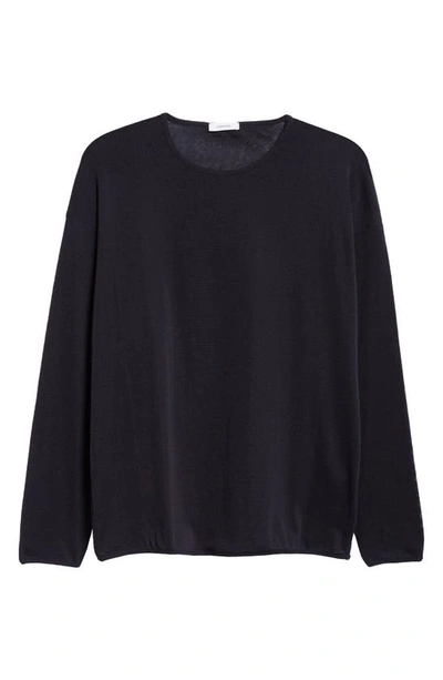 Shop Lemaire Long Sleeve Cotton & Cashmere T-shirt In Squid Ink Bk998