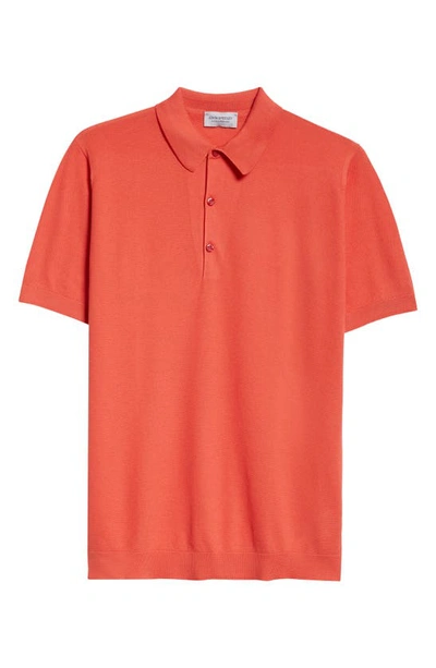 Shop John Smedley Roth Solid Sweater Polo In Sundown Orange