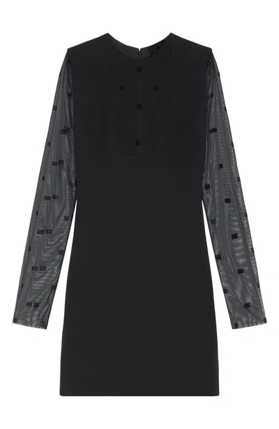 Shop Givenchy 4g Mixed Media Long Sleeve Minidress In Black