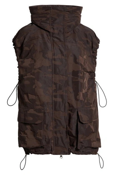 Shop Blanc Noir Svetlana Oversize Camo Vest In Dark Chocolate Camo