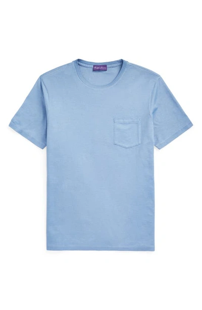 Shop Ralph Lauren Purple Label Cotton Pocket T-shirt In Infinity Blue