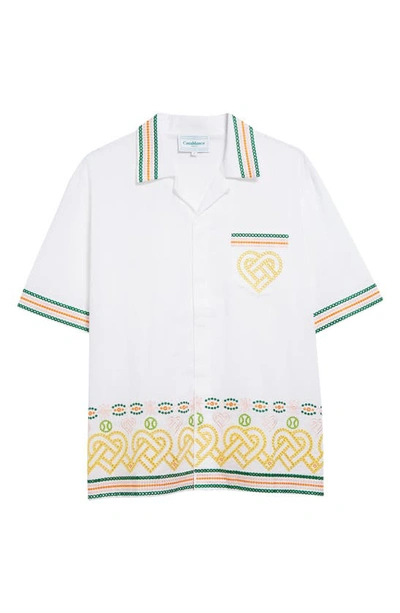 Shop Casablanca Broderie Anglaise Embroidered Camp Shirt In White