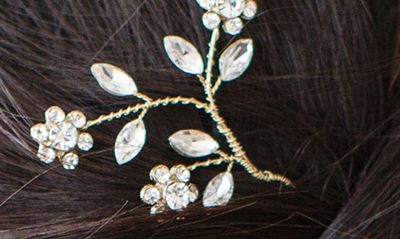 Shop Brides And Hairpins Ameenah Floral Crystal Pin In 14k Gold