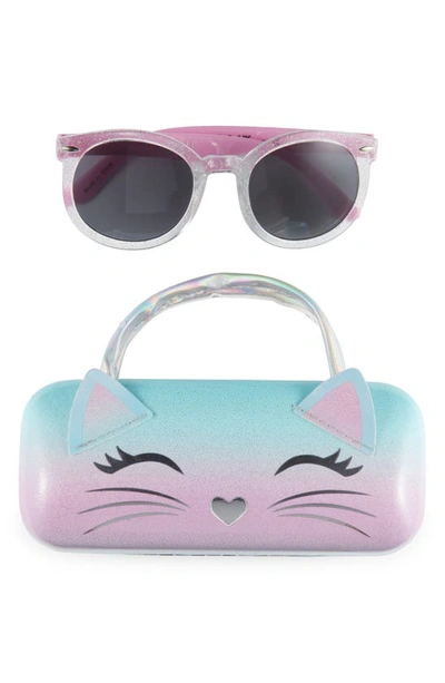 Shop Capelli New York Kids' Celestial Kitty Sunglasses & Case Set In Blue Combo