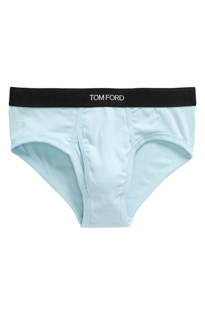 Shop Tom Ford Cotton Stretch Jersey Briefs In Artic Blue