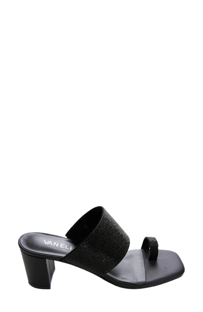 Vaneli Moos Rhinestone Toe Loop Sandal In Black