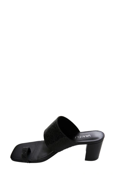 Vaneli Moos Rhinestone Toe Loop Sandal In Black
