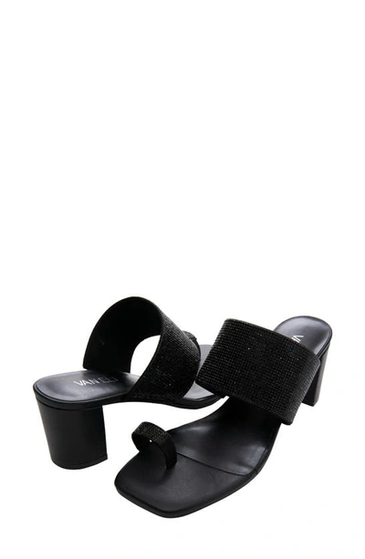 Vaneli Moos Rhinestone Toe Loop Sandal In Black