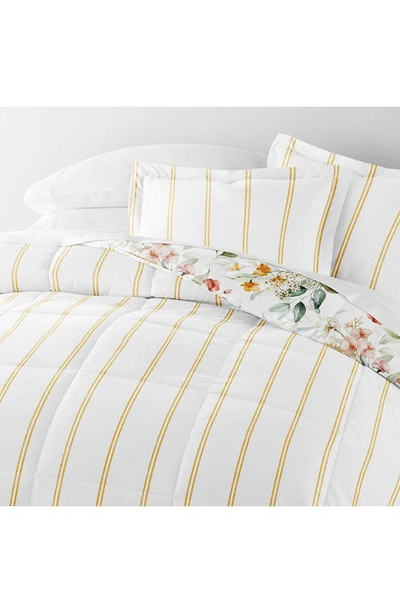 Ienjoy Home Floral Print 3-piece Comforter Set In Clay