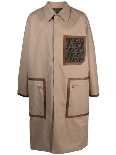 Shop Fendi Fabric Trench Coat In Brown