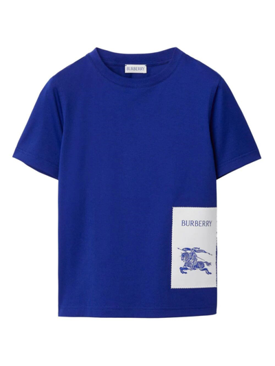 Shop Burberry Ekd Cotton T-shirt In Blue