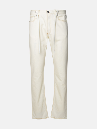 Shop Apc 'sureau' Ivory Cotton Jeans