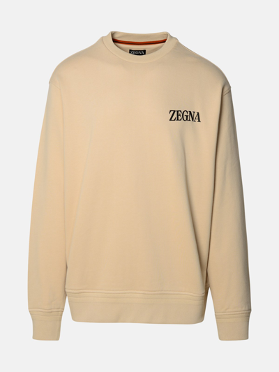 Shop Zegna Beige Cotton Sweatshirt In Cream