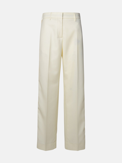 Shop Palm Angels White Virgin Wool Blend Trousers In Cream