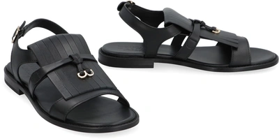 Shop Doucal's Urano Leather Sandals In Black