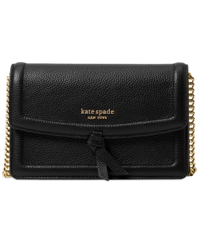 Shop Kate Spade Knott Pebbled Leather Flap Crossbody In Black
