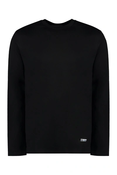 Shop Jil Sander Long Sleeve Cotton T-shirt In Black