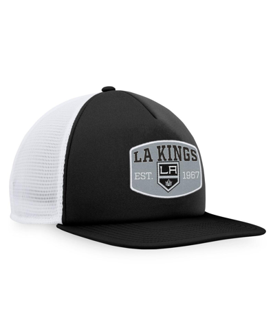Shop Fanatics Men's  Black, White Los Angeles Kings Foam Front Patch Trucker Snapback Hat In Black,white