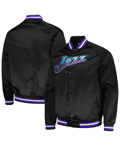 Shop Mitchell & Ness Men's  Black Utah Jazz Hardwood Classics Throwback Wordmark Raglan Full-snap Jacket