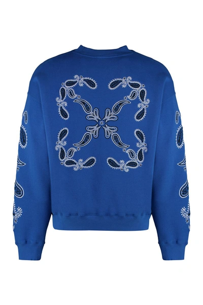 Shop Off-white Logo Detail Cotton Sweatshirt In Blue
