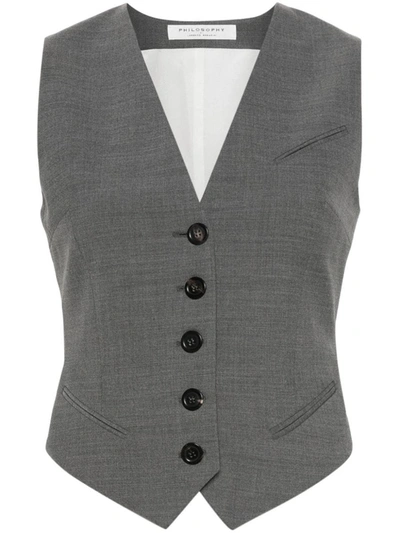 Shop Philosophy Di Lorenzo Serafini Woven Vest In Grey