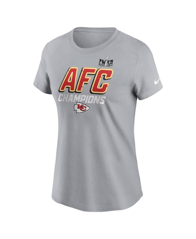 Shop Nike Women's  Gray Kansas City Chiefs 2023 Afc Champions Iconic T-shirt