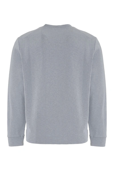 Shop Stone Island Cotton Blend Crew-neck Sweater In Blue
