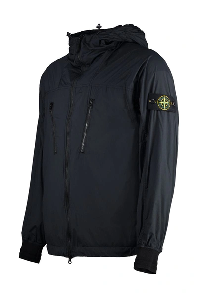 Shop Stone Island Technical Fabric Hooded Jacket In Black