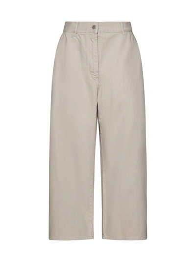 Shop Studio Nicholson Wide Leg Cropped Denim Pants In White