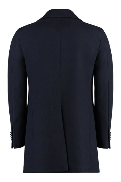 Shop Tagliatore C-stephan Wool Blend Double-breasted Coat In Blue