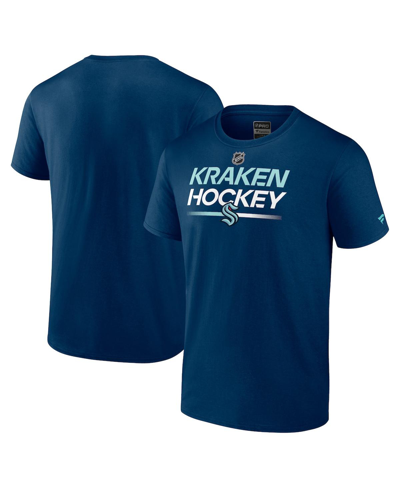 Fanatics Branded Deep Sea Blue Seattle Kraken Authentic Pro Primary Replen T-shirt In Navy