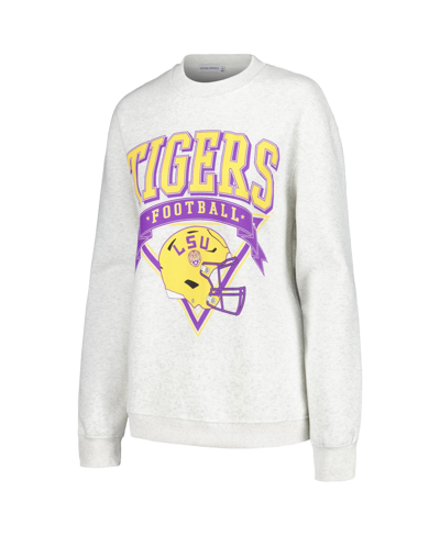 Shop Established & Co. Women's  Ash Lsu Tigers Logo Pullover Sweatshirt