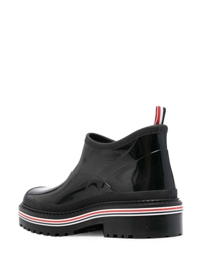 Shop Thom Browne Stripe-trim Ankle Boots In Black Rubber Man