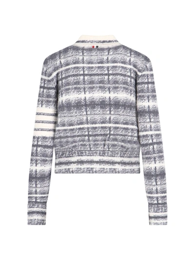 Thom Browne Collared Checkered Jacket Front Pockets In Grey