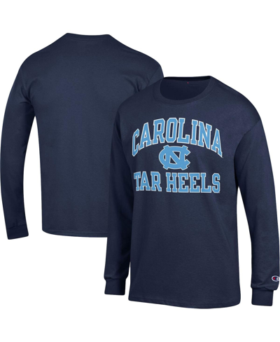 Shop Champion Men's  Navy North Carolina Tar Heels High Motor Long Sleeve T-shirt