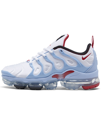 Shop Nike Men's Air Vapormax Plus Running Sneakers From Finish Line In White,university Red
