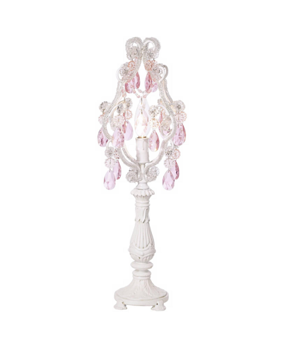 Shop Regency Hill Traditional Chandelier Accent Table Lamp 19 1/2" High Antique White Pink Clear Faux Crystal Candelab
