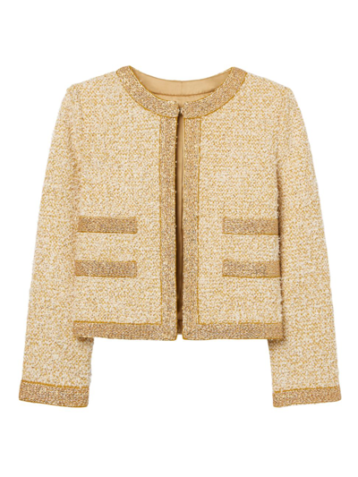 Shop St John Women's Eyelash Sequin Tweed Jacket In Sunflower Multi